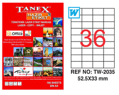 ETIKETA ADEZIVE TANEX 36 NDARJE 52.5X33MM